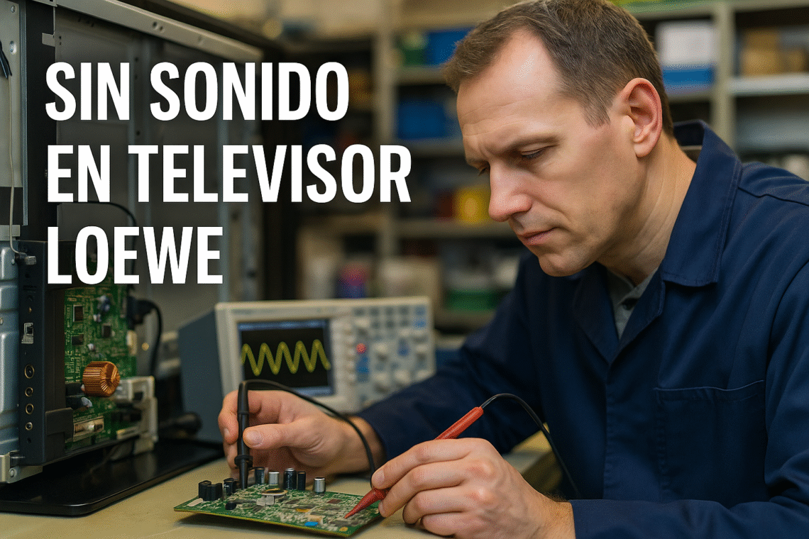 Técnico comprobando televisor Loewe sin sonido en Alicante, imagen destacada