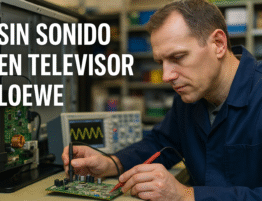 Técnico comprobando televisor Loewe sin sonido en Alicante, imagen destacada