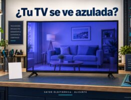 Simulación de un televisor con dominante azul y violeta en toda la imagen