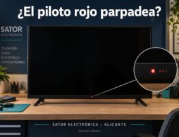 Simulación de un televisor apagado con detalle del indicador rojo intermitente