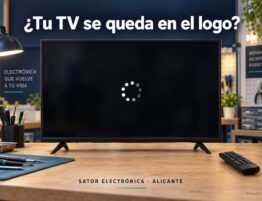Simulación de un televisor bloqueado durante el arranque con un símbolo de carga